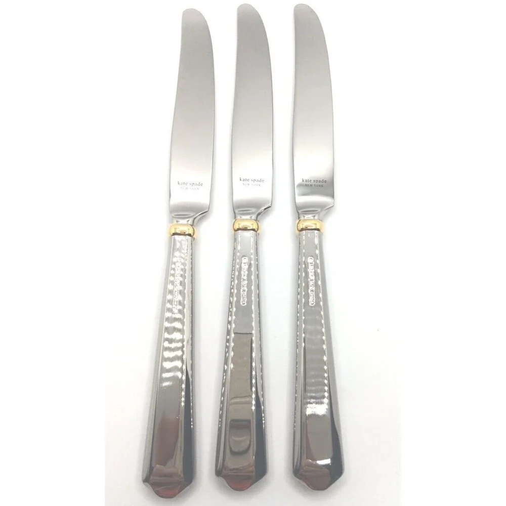 Kate Spade New York Lenox Todd Hill Gold 3Pc Place Knife Set 18/10 Stainless